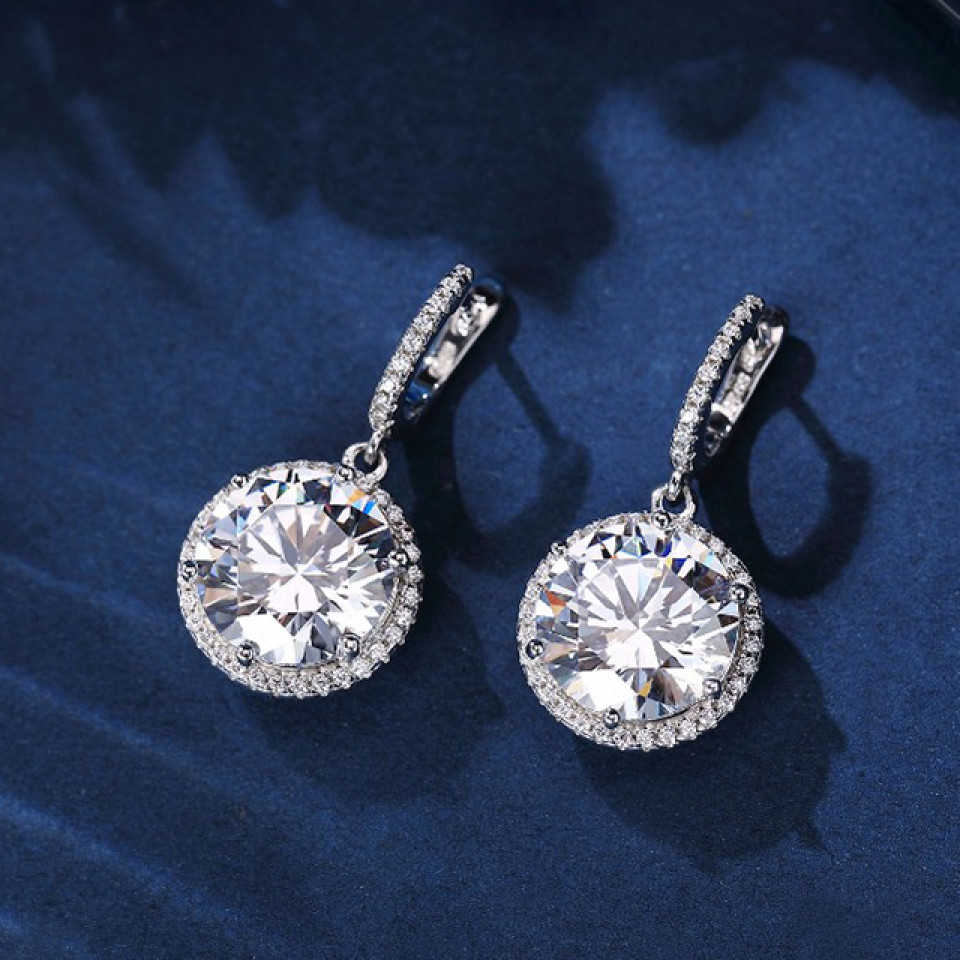 925 Sterling silver rhodium white gold plated cubic zirconia earrings